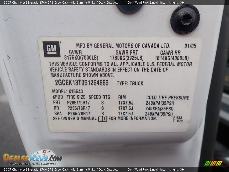 2005 Chevrolet Silverado 1500 Z71 Crew Cab 4x4 Summit White / Dark Charcoal Photo #15