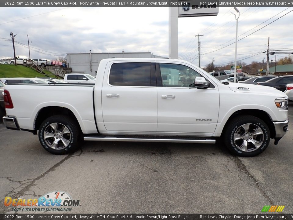 2022 Ram 1500 Laramie Crew Cab 4x4 Ivory White Tri-Coat Pearl / Mountain Brown/Light Frost Beige Photo #6