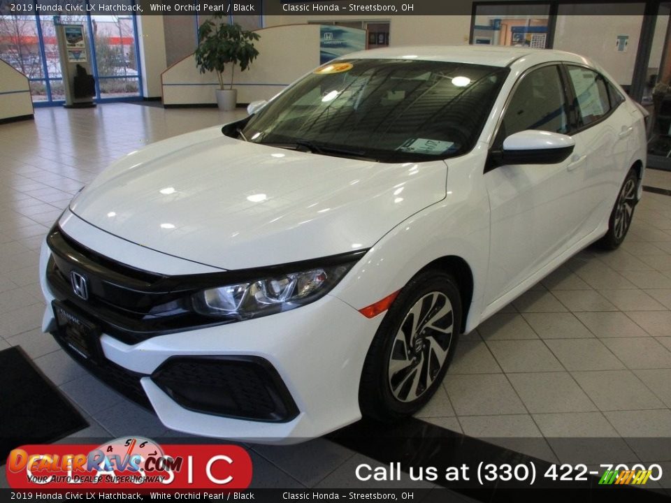 2019 Honda Civic LX Hatchback White Orchid Pearl / Black Photo #1