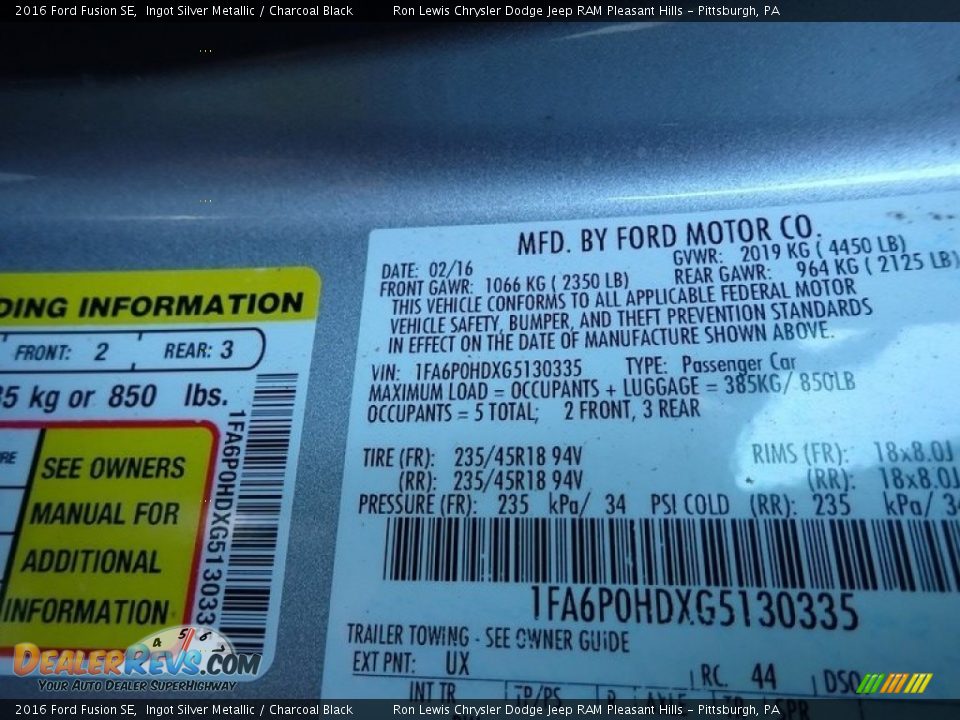 2016 Ford Fusion SE Ingot Silver Metallic / Charcoal Black Photo #15
