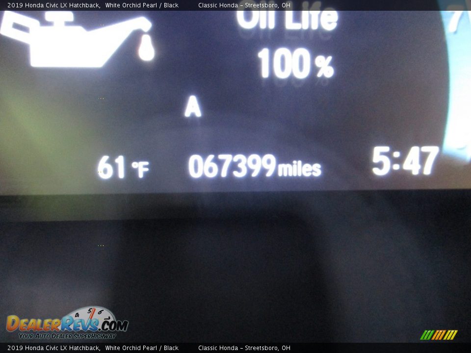 2019 Honda Civic LX Hatchback White Orchid Pearl / Black Photo #32