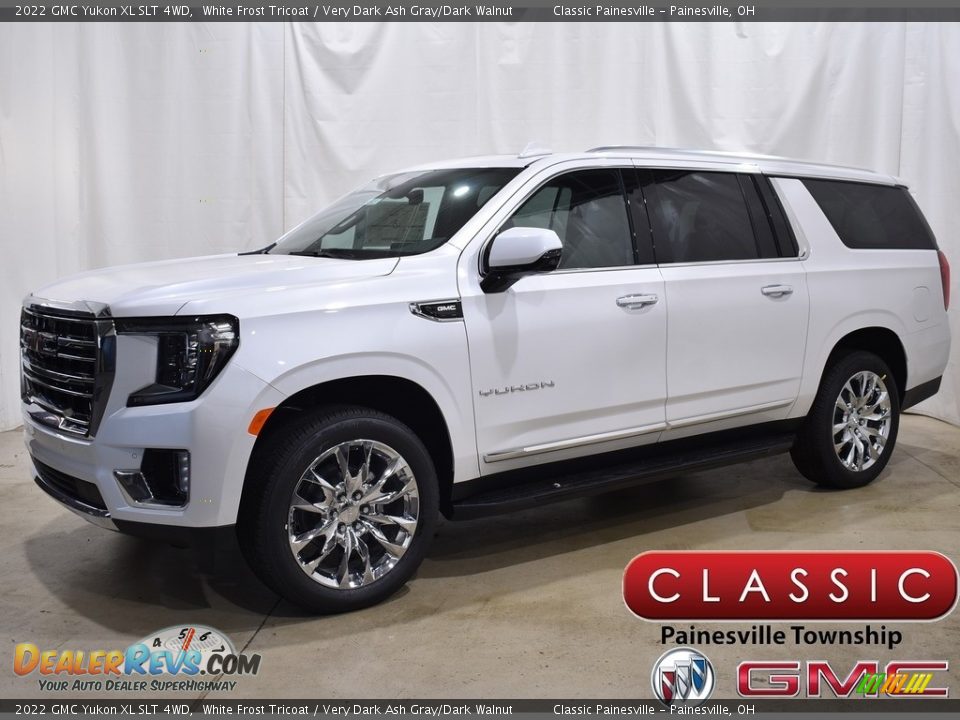 2022 GMC Yukon XL SLT 4WD White Frost Tricoat / Very Dark Ash Gray/Dark Walnut Photo #1