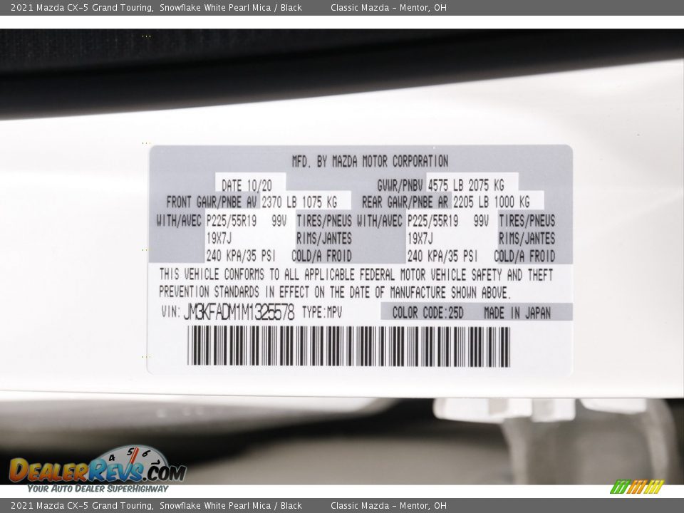 2021 Mazda CX-5 Grand Touring Snowflake White Pearl Mica / Black Photo #19