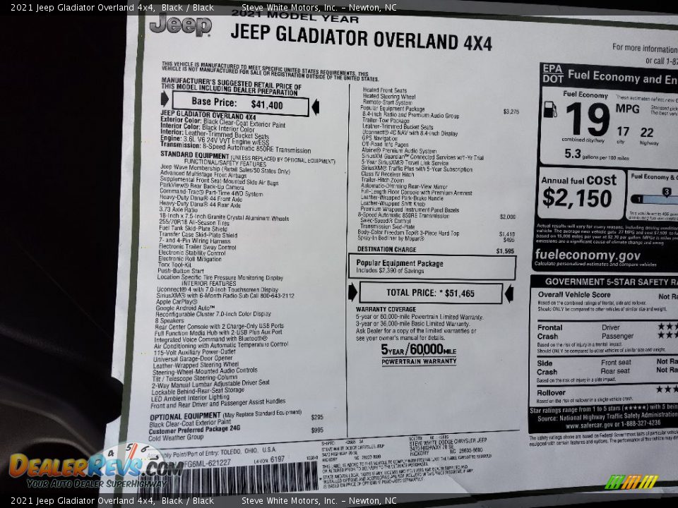 2021 Jeep Gladiator Overland 4x4 Black / Black Photo #29