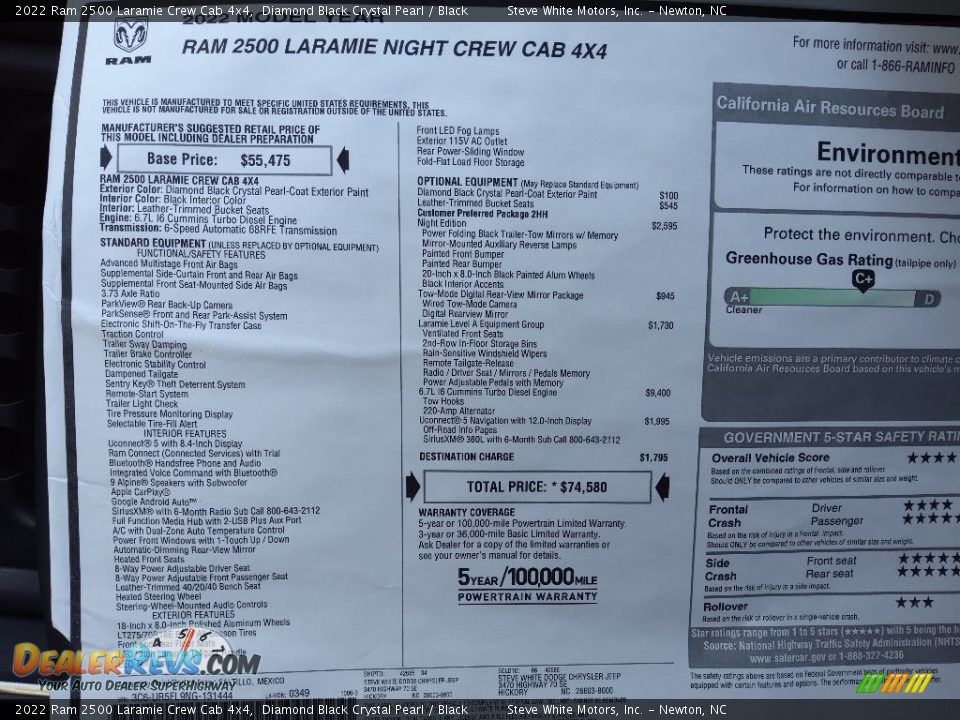 2022 Ram 2500 Laramie Crew Cab 4x4 Diamond Black Crystal Pearl / Black Photo #33