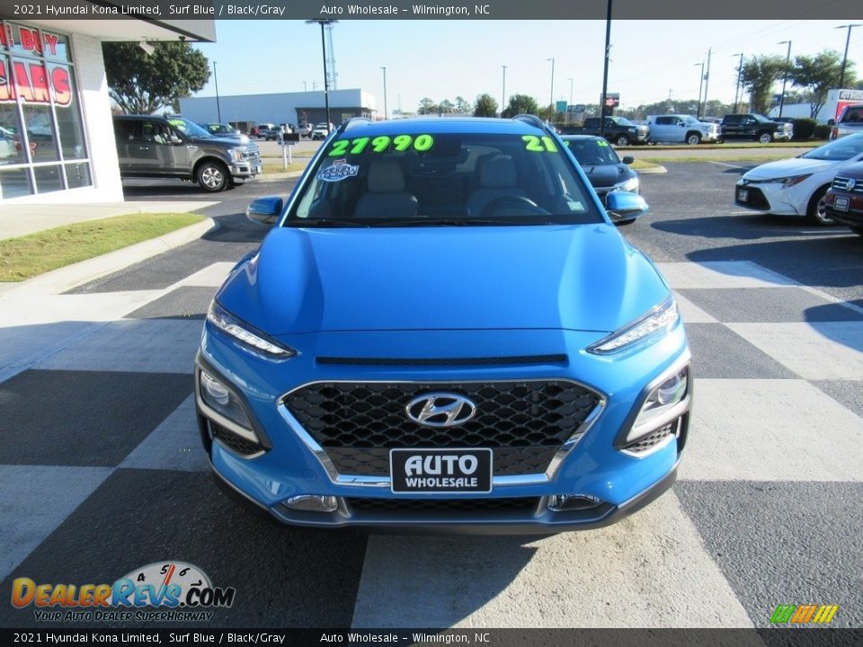 2021 Hyundai Kona Limited Surf Blue / Black/Gray Photo #2