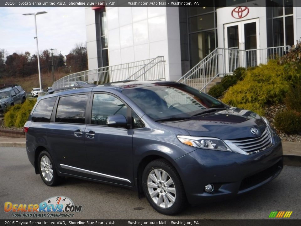 2016 Toyota Sienna Limited AWD Shoreline Blue Pearl / Ash Photo #1