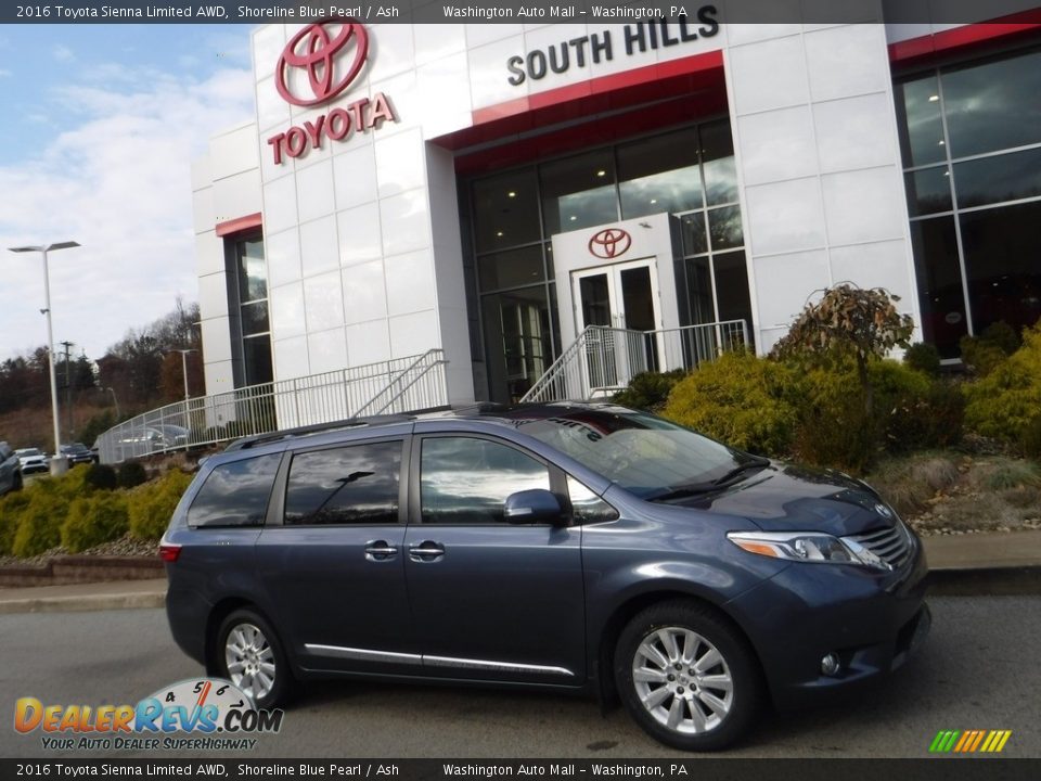 2016 Toyota Sienna Limited AWD Shoreline Blue Pearl / Ash Photo #2