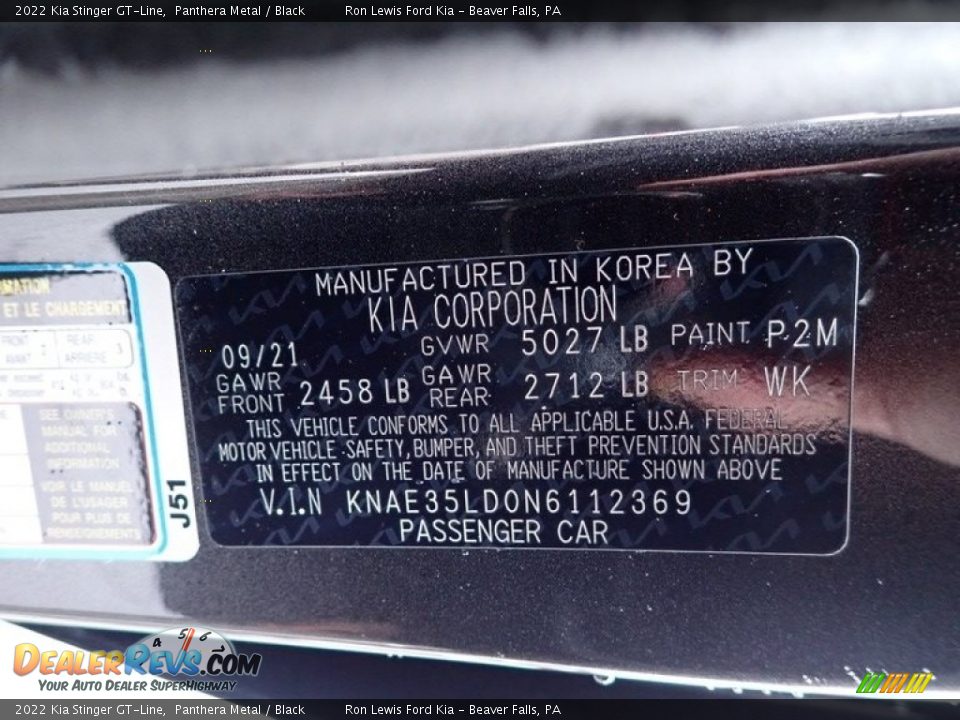2022 Kia Stinger GT-Line Panthera Metal / Black Photo #18