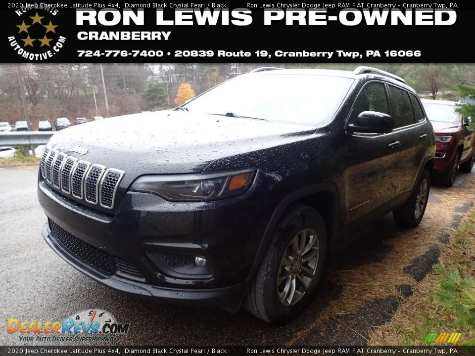 2020 Jeep Cherokee Latitude Plus 4x4 Diamond Black Crystal Pearl / Black Photo #1