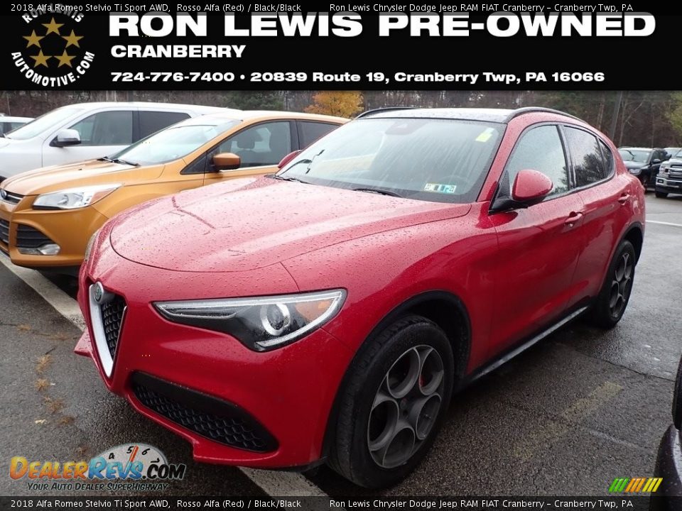 2018 Alfa Romeo Stelvio Ti Sport AWD Rosso Alfa (Red) / Black/Black Photo #1