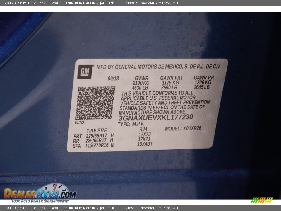 2019 Chevrolet Equinox LT AWD Pacific Blue Metallic / Jet Black Photo #21