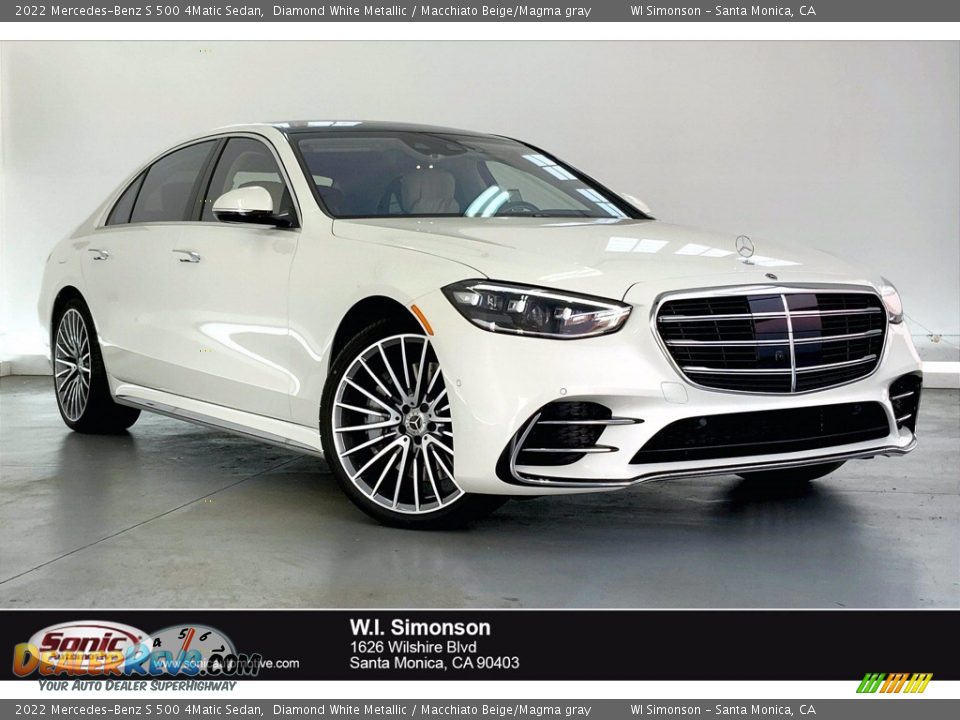 2022 Mercedes-Benz S 500 4Matic Sedan Diamond White Metallic / Macchiato Beige/Magma gray Photo #1