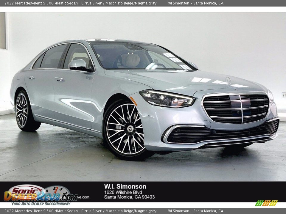 2022 Mercedes-Benz S 500 4Matic Sedan Cirrus Silver / Macchiato Beige/Magma gray Photo #1