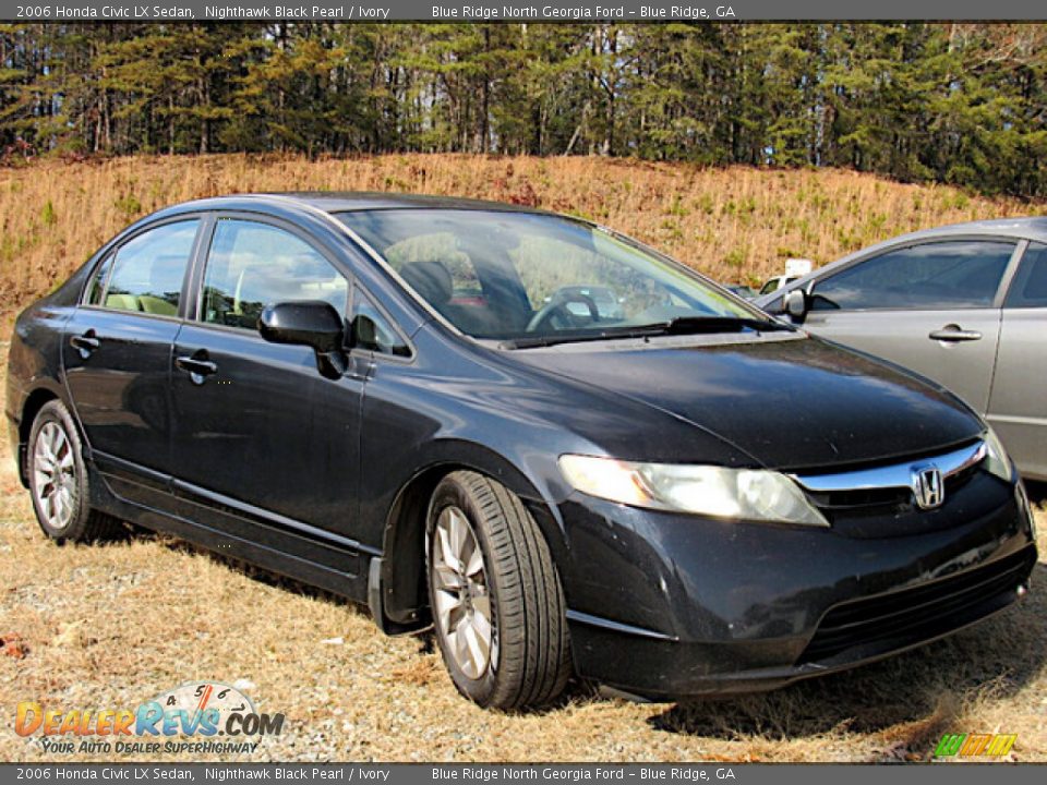 2006 Honda Civic LX Sedan Nighthawk Black Pearl / Ivory Photo #2