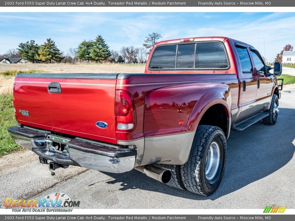 2003 Ford F350 Super Duty Lariat Crew Cab 4x4 Dually Toreador Red Metallic / Medium Parchment Photo #4