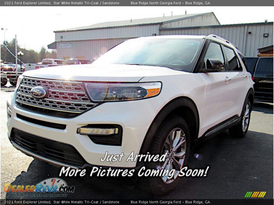 2021 Ford Explorer Limited Star White Metallic Tri-Coat / Sandstone Photo #1