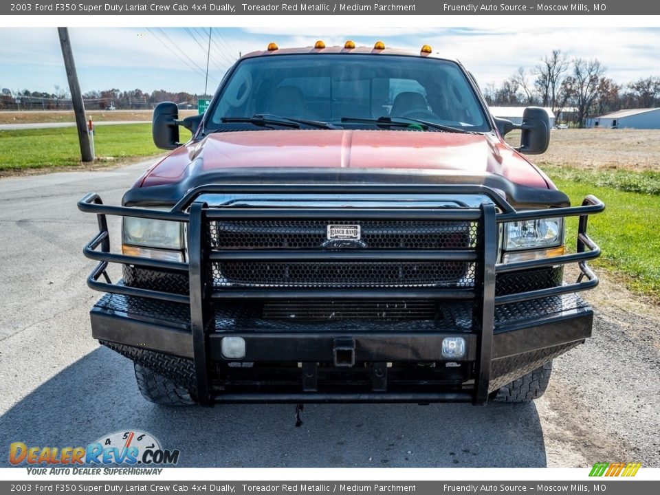 2003 Ford F350 Super Duty Lariat Crew Cab 4x4 Dually Toreador Red Metallic / Medium Parchment Photo #9