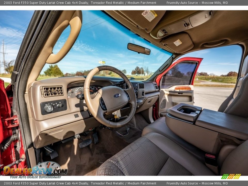 2003 Ford F350 Super Duty Lariat Crew Cab 4x4 Dually Toreador Red Metallic / Medium Parchment Photo #20