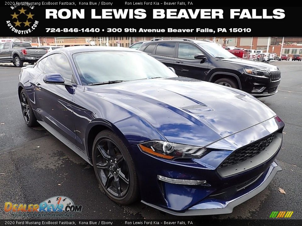 2020 Ford Mustang EcoBoost Fastback Kona Blue / Ebony Photo #1