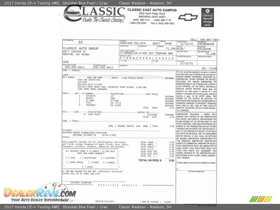 2017 Honda CR-V Touring AWD Obsidian Blue Pearl / Gray Photo #2