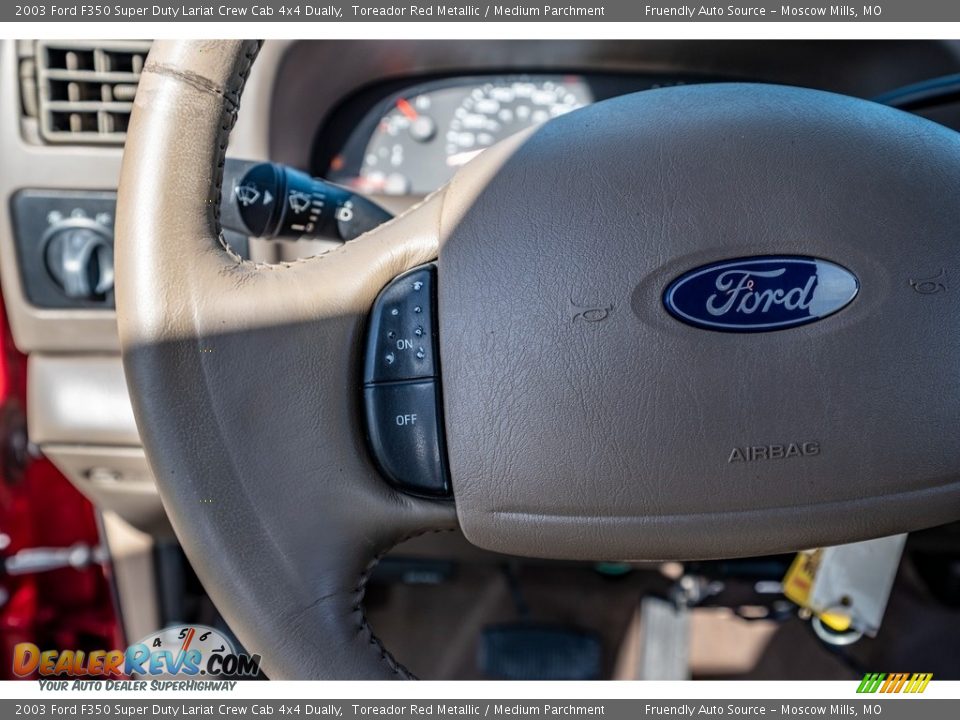 2003 Ford F350 Super Duty Lariat Crew Cab 4x4 Dually Toreador Red Metallic / Medium Parchment Photo #34