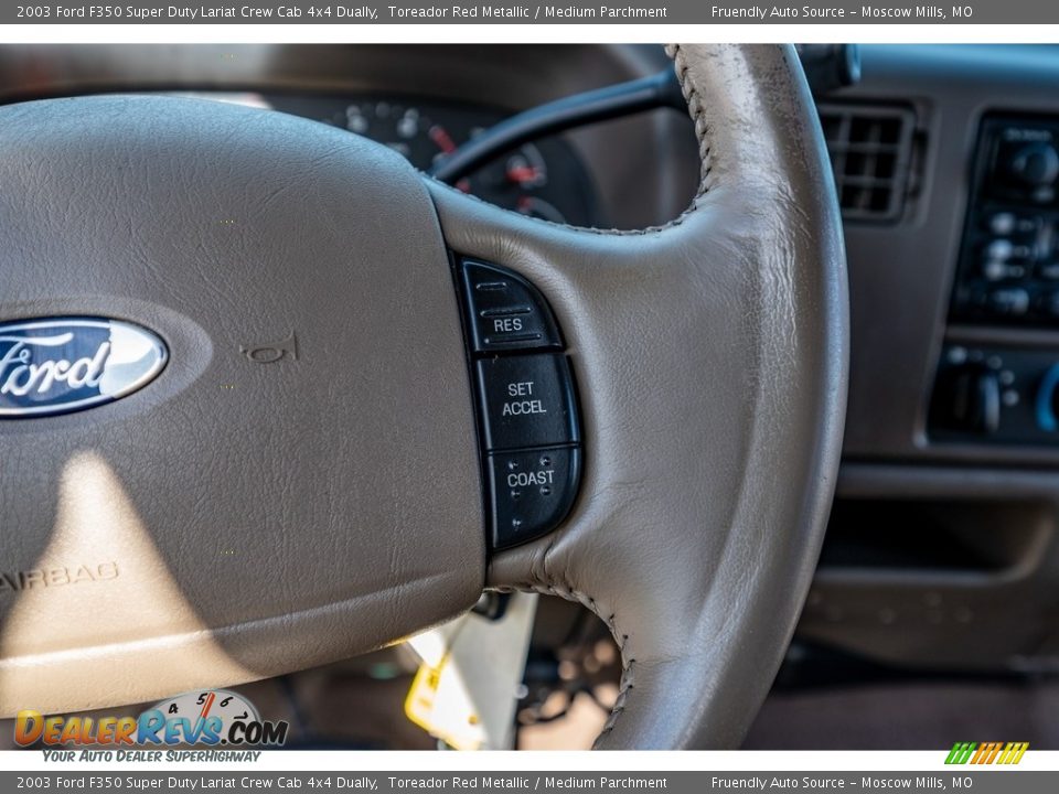 2003 Ford F350 Super Duty Lariat Crew Cab 4x4 Dually Toreador Red Metallic / Medium Parchment Photo #35