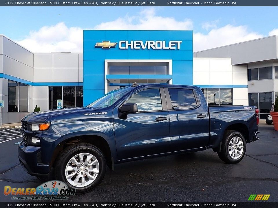 2019 Chevrolet Silverado 1500 Custom Crew Cab 4WD Northsky Blue Metallic / Jet Black Photo #1