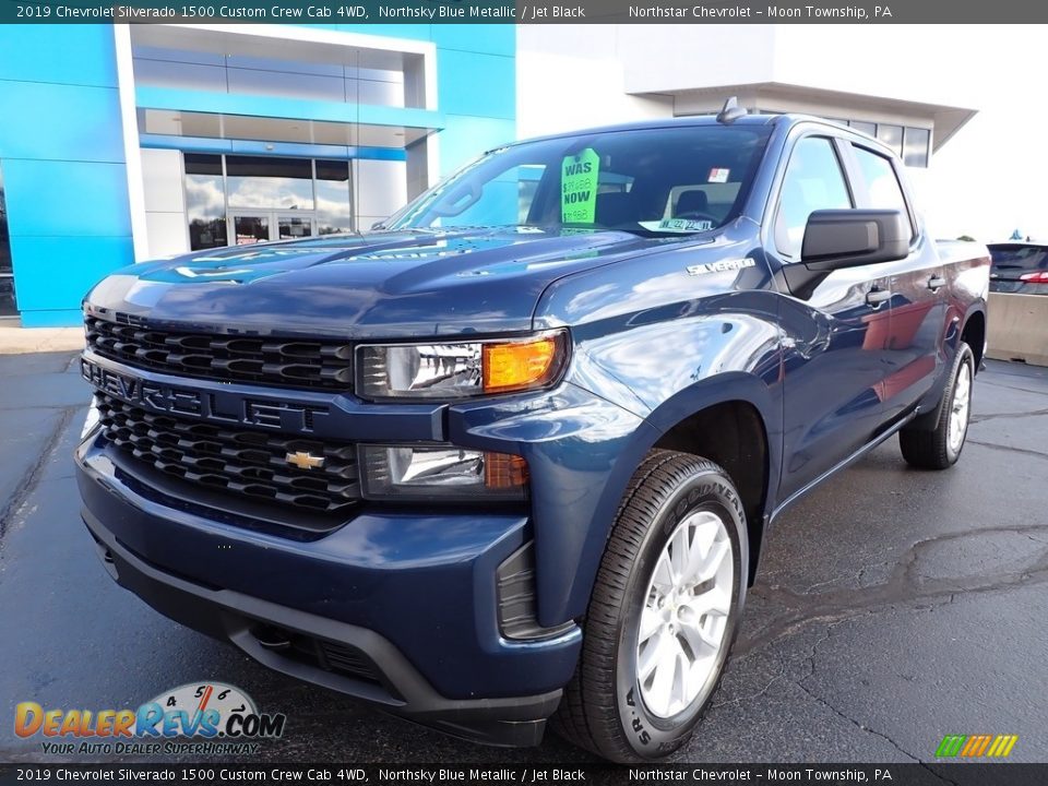 2019 Chevrolet Silverado 1500 Custom Crew Cab 4WD Northsky Blue Metallic / Jet Black Photo #2