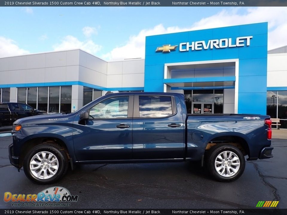 2019 Chevrolet Silverado 1500 Custom Crew Cab 4WD Northsky Blue Metallic / Jet Black Photo #3