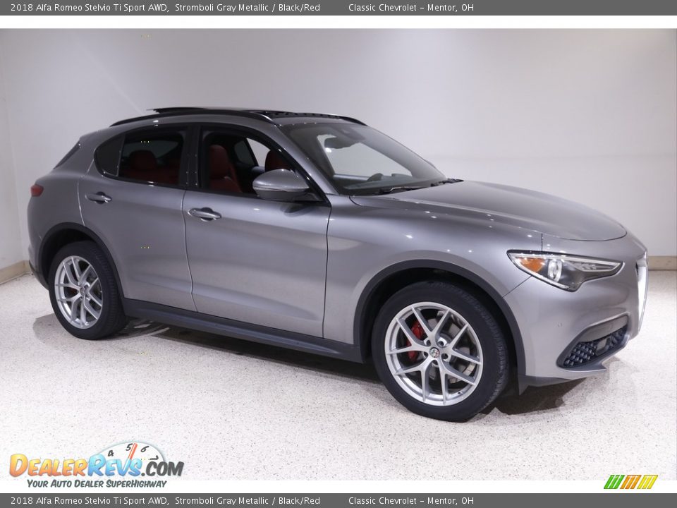 2018 Alfa Romeo Stelvio Ti Sport AWD Stromboli Gray Metallic / Black/Red Photo #1