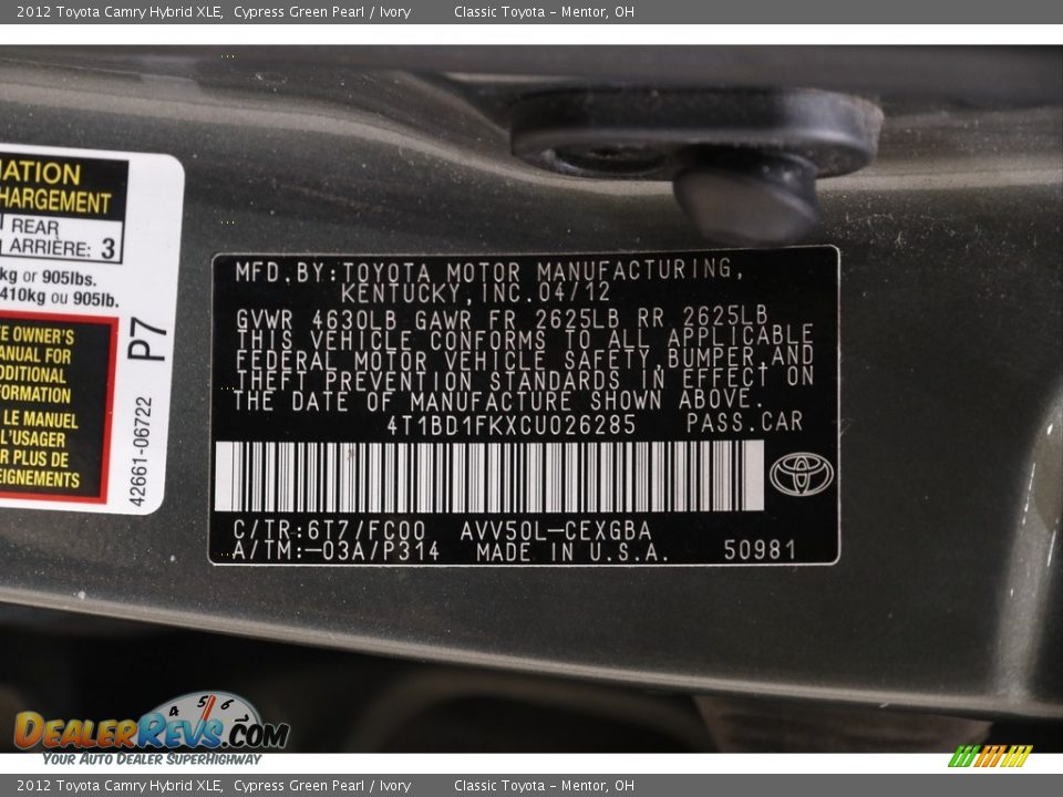 2012 Toyota Camry Hybrid XLE Cypress Green Pearl / Ivory Photo #21