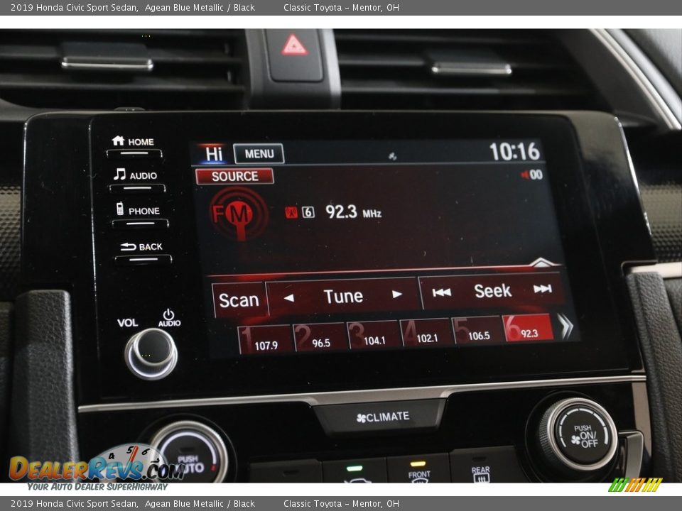 2019 Honda Civic Sport Sedan Agean Blue Metallic / Black Photo #10