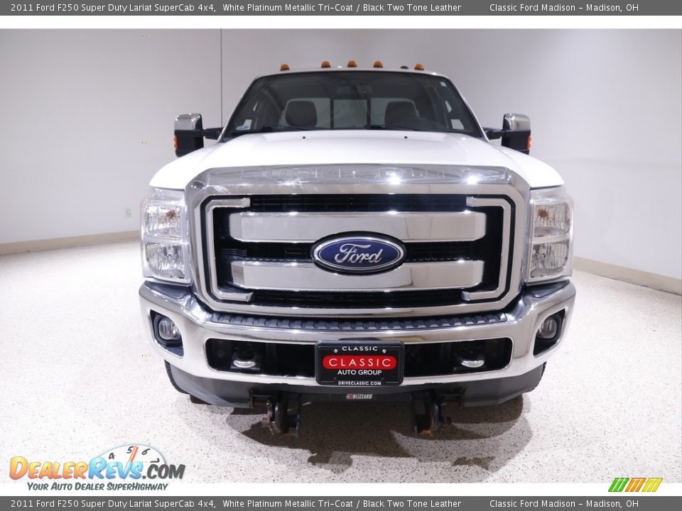 2011 Ford F250 Super Duty Lariat SuperCab 4x4 White Platinum Metallic Tri-Coat / Black Two Tone Leather Photo #2