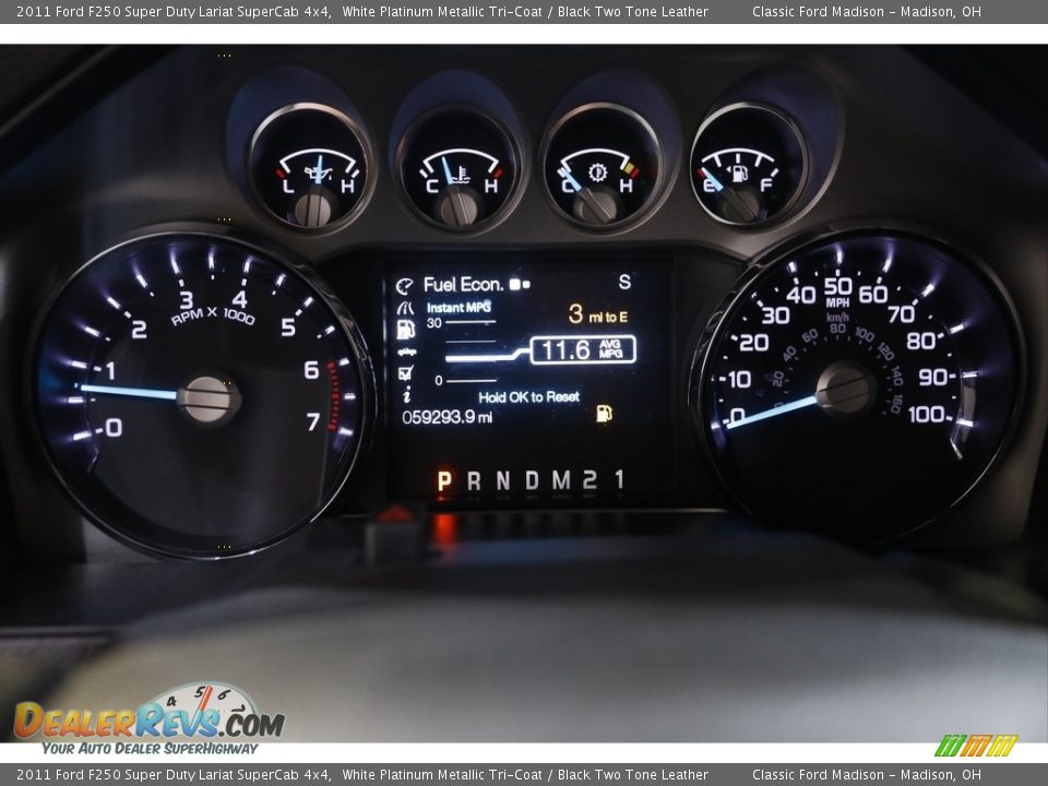 2011 Ford F250 Super Duty Lariat SuperCab 4x4 White Platinum Metallic Tri-Coat / Black Two Tone Leather Photo #9