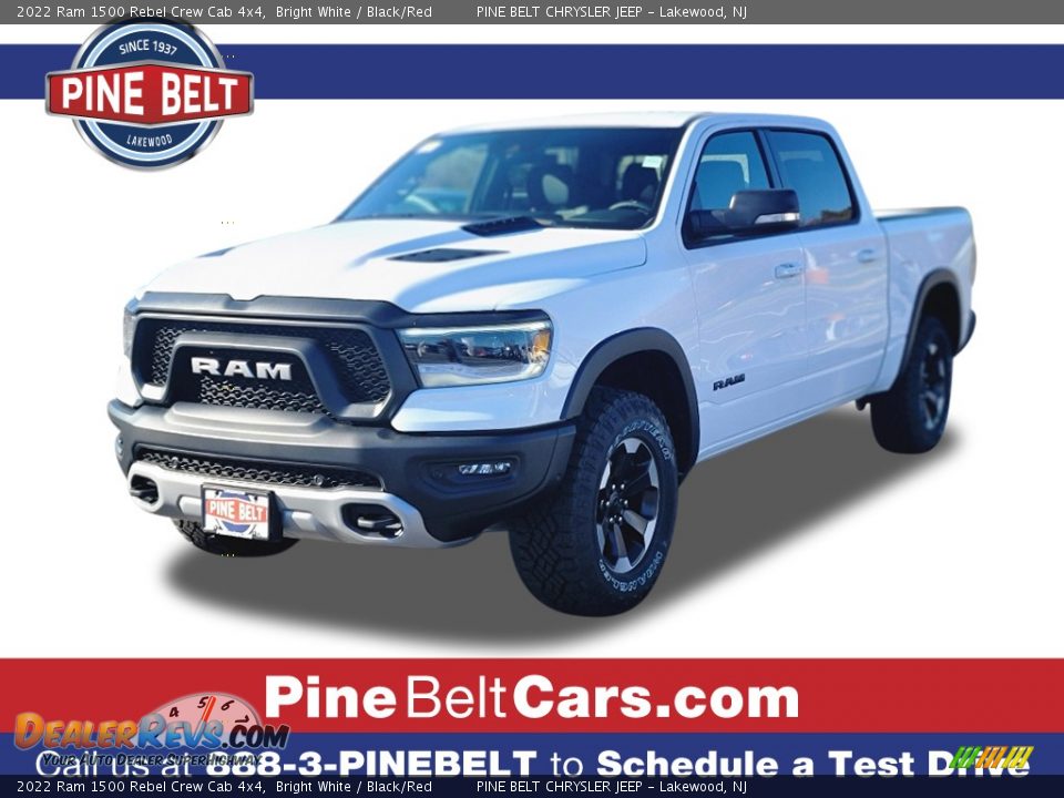 2022 Ram 1500 Rebel Crew Cab 4x4 Bright White / Black/Red Photo #1