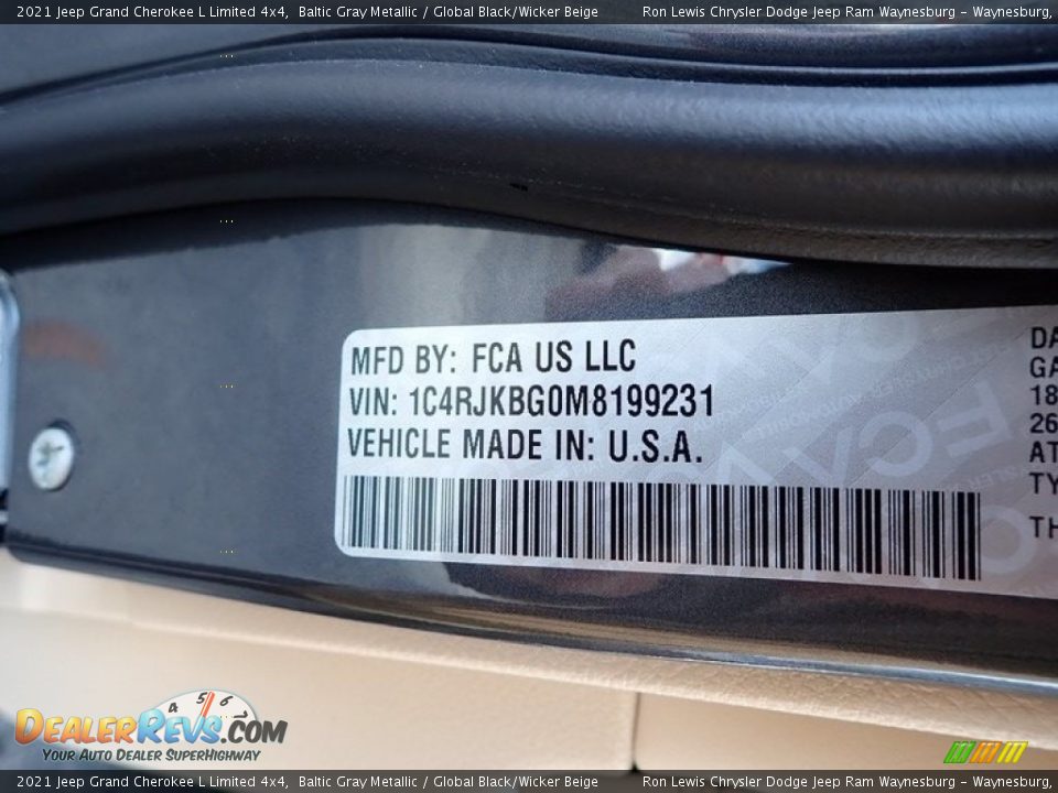 2021 Jeep Grand Cherokee L Limited 4x4 Baltic Gray Metallic / Global Black/Wicker Beige Photo #15