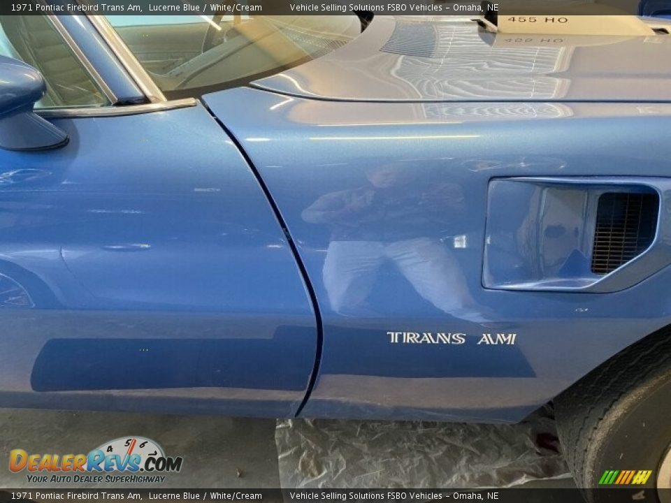 1971 Pontiac Firebird Trans Am Lucerne Blue / White/Cream Photo #26