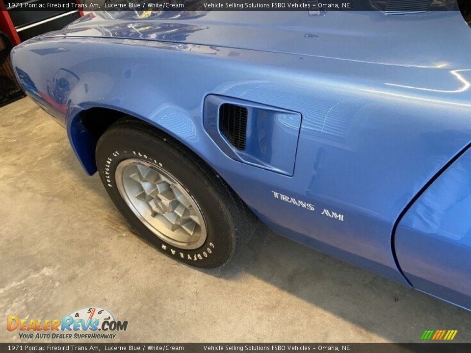 1971 Pontiac Firebird Trans Am Lucerne Blue / White/Cream Photo #29