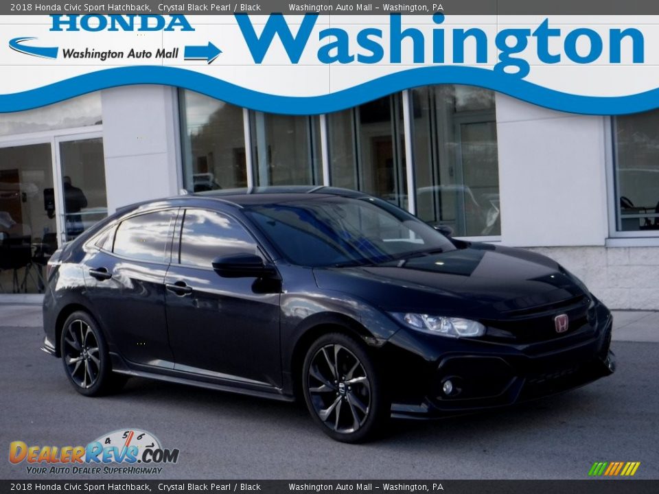 2018 Honda Civic Sport Hatchback Crystal Black Pearl / Black Photo #1