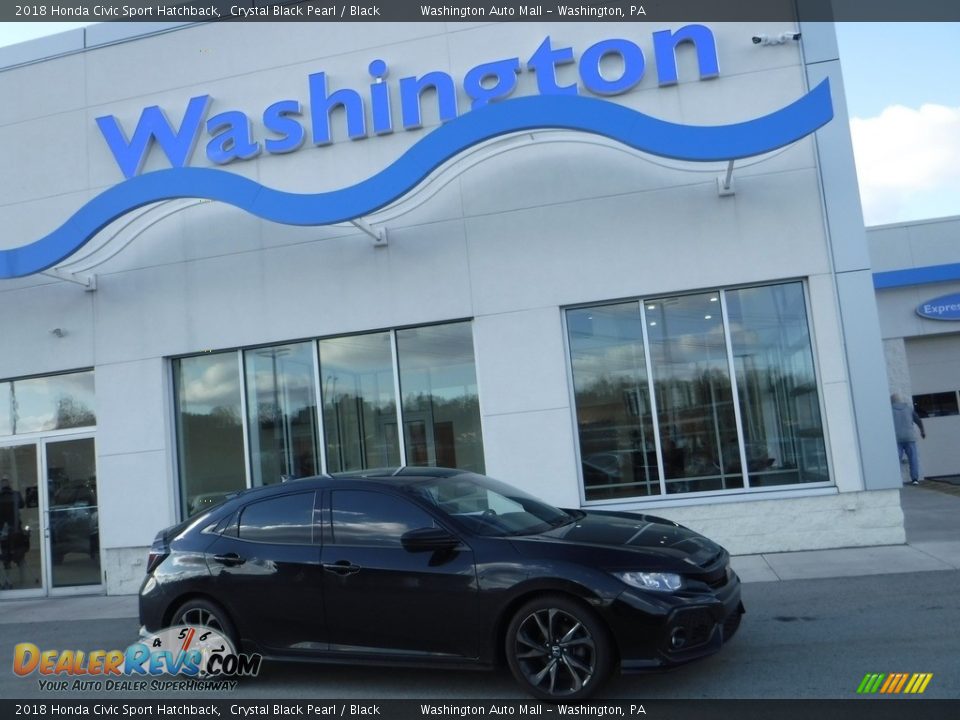 2018 Honda Civic Sport Hatchback Crystal Black Pearl / Black Photo #2