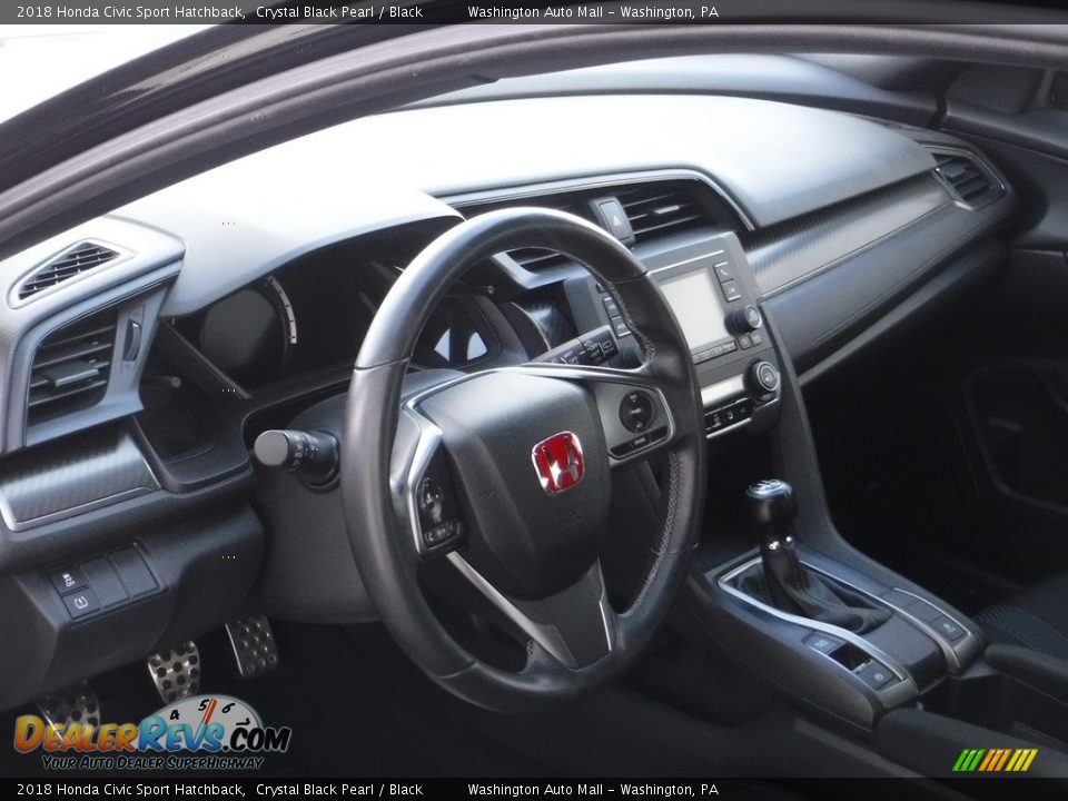 2018 Honda Civic Sport Hatchback Crystal Black Pearl / Black Photo #10
