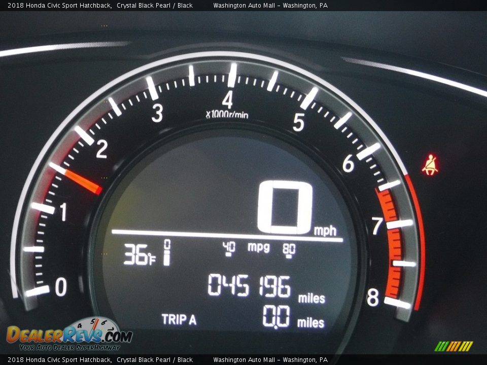 2018 Honda Civic Sport Hatchback Crystal Black Pearl / Black Photo #28