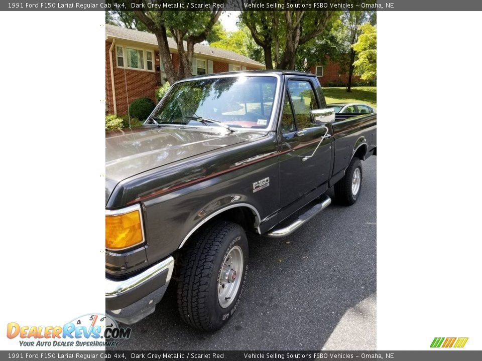 1991 Ford F150 Lariat Regular Cab 4x4 Dark Grey Metallic / Scarlet Red Photo #1