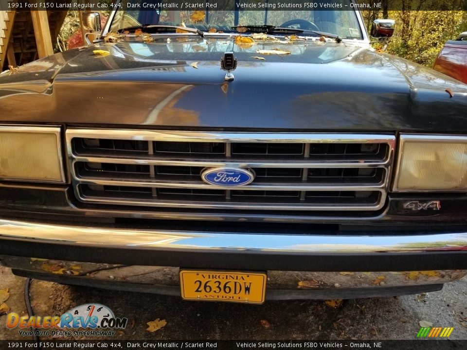 1991 Ford F150 Lariat Regular Cab 4x4 Dark Grey Metallic / Scarlet Red Photo #12