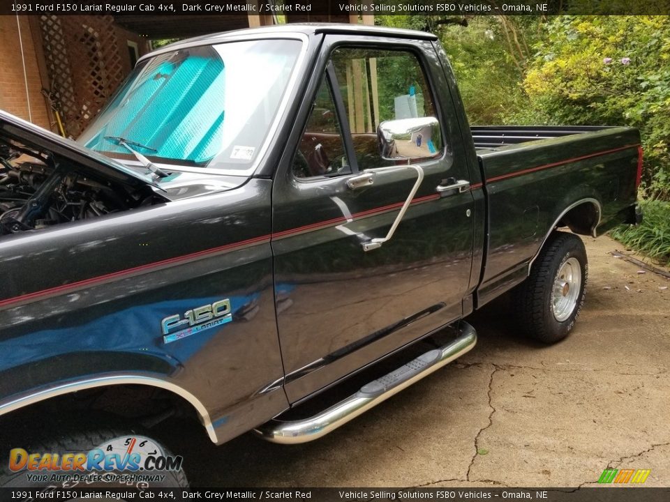 1991 Ford F150 Lariat Regular Cab 4x4 Dark Grey Metallic / Scarlet Red Photo #14