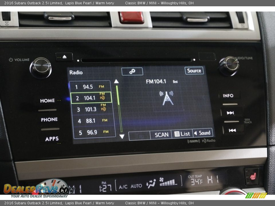 Audio System of 2016 Subaru Outback 2.5i Limited Photo #10