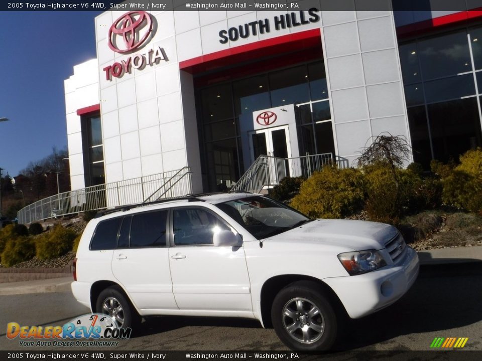 2005 Toyota Highlander V6 4WD Super White / Ivory Photo #2