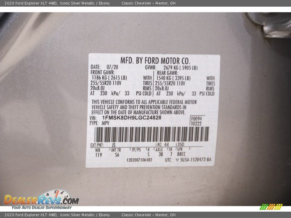 2020 Ford Explorer XLT 4WD Iconic Silver Metallic / Ebony Photo #21