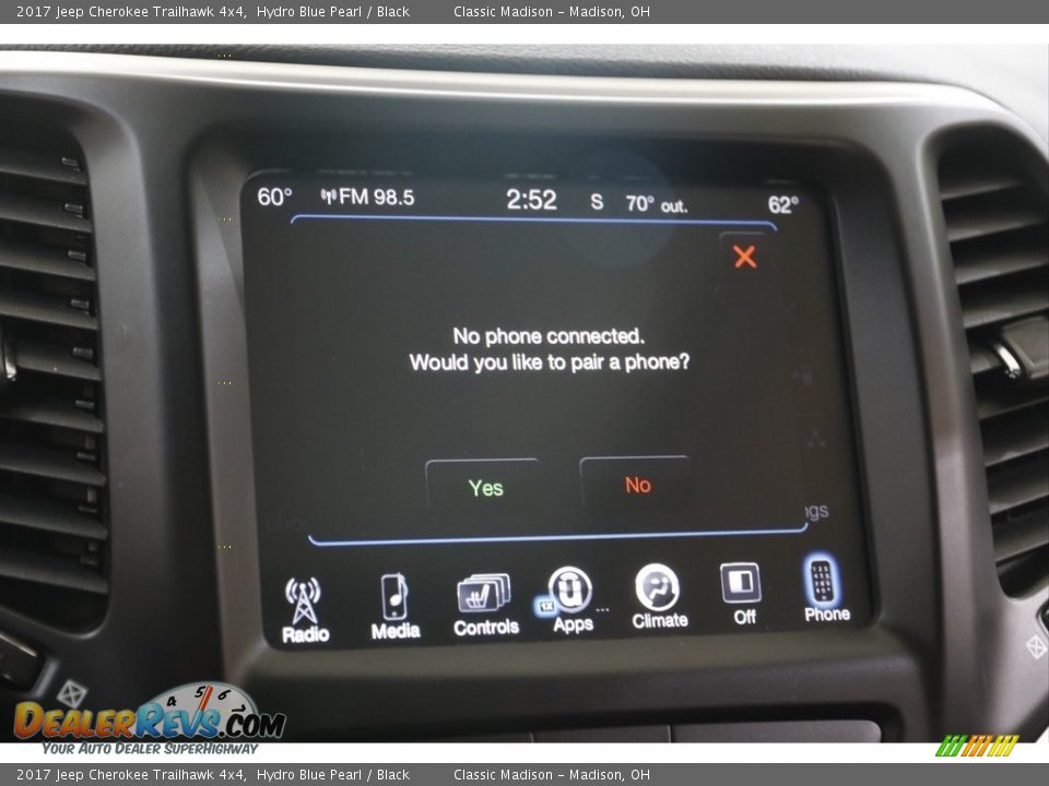 2017 Jeep Cherokee Trailhawk 4x4 Hydro Blue Pearl / Black Photo #12